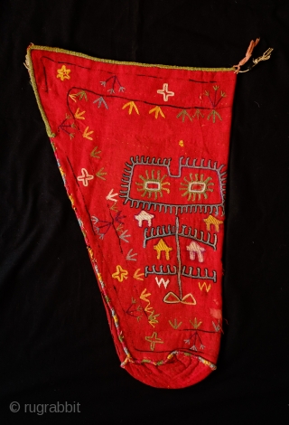 Kungrad Ceremonial Quiver, 1900 or earlier. Human-like figure on each side.  All wonderful colors with a little running in some of the purple.  From North Afghanistan with a wonderful Turkmen  ...