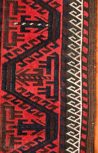 Baluch Rug, Kashmar area, Khorasan near Torbat-e Haydari, Late 19th Century.  Wonderful mina khani design.  Good condition with a small repair in the central flower and a little off each  ...