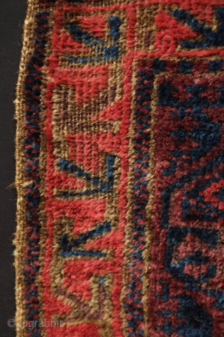 Baluch Saddle Bag Face, Khorasan, Late 19th Century.  Rich, deep dark field with Seljuk-like floral motifs.  All good colors and very soft, silk wool with great shine. 63 x 61  ...