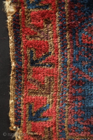 Baluch Saddle Bag Face, Khorasan, Late 19th Century.  Rich, deep dark field with Seljuk-like floral motifs.  All good colors and very soft, silk wool with great shine. 63 x 61  ...