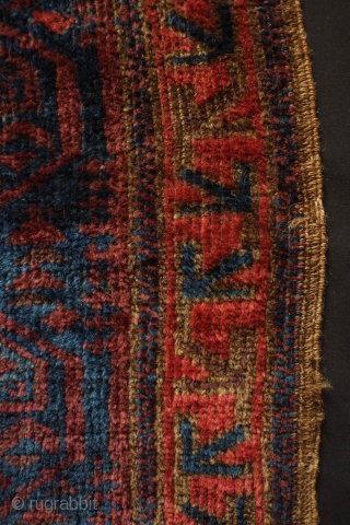 Baluch Saddle Bag Face, Khorasan, Late 19th Century.  Rich, deep dark field with Seljuk-like floral motifs.  All good colors and very soft, silk wool with great shine. 63 x 61  ...