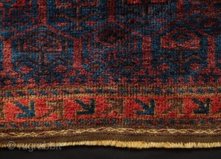 Baluch Saddle Bag Face, Khorasan, Late 19th Century.  Rich, deep dark field with Seljuk-like floral motifs.  All good colors and very soft, silk wool with great shine. 63 x 61  ...