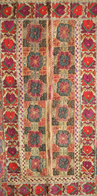 Greek Embroidery Prayer Hanging, Late 19th century. Probably from the mainland.  Done in a half cross stitch and what looks like some pulled work silk embroidery.  Some slight wear in  ...