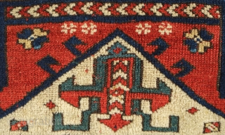 Kozak/Bergama rug, 1850s or so. Great classic design harkening to classical 15th century rugs. This has decent pile and a repair in the border shown in the last image. Light wear in  ...