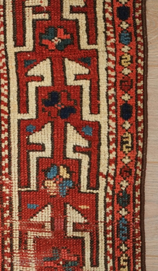 Kozak/Bergama rug, 1850s or so. Great classic design harkening to classical 15th century rugs. This has decent pile and a repair in the border shown in the last image. Light wear in  ...