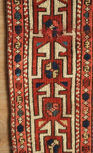 Kozak/Bergama rug, 1850s or so. Great classic design harkening to classical 15th century rugs. This has decent pile and a repair in the border shown in the last image. Light wear in  ...