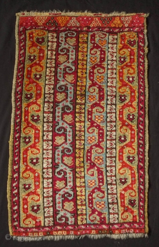 Kirsehir Yastik Face, Late 19th century.  Wonderful shawl design.  Tiny touches of fuchsin which apear as grey tones in the center of some of the small floral motifs. Otherwise, all  ...