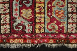 Kirsehir Yastik Face, Late 19th century.  Wonderful shawl design.  Tiny touches of fuchsin which apear as grey tones in the center of some of the small floral motifs. Otherwise, all  ...