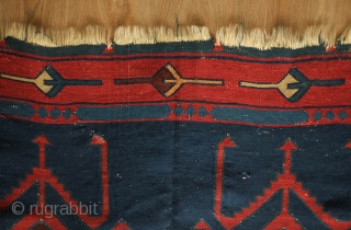 Avar Kilim, 19th Century.  Paper-thin weave.  Nicely spaced elements in the unusual border.  The size is uncommon as well.  It has some wear in spots but overall in  ...