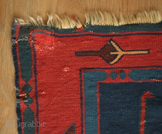 Avar Kilim, 19th Century.  Paper-thin weave.  Nicely spaced elements in the unusual border.  The size is uncommon as well.  It has some wear in spots but overall in  ...