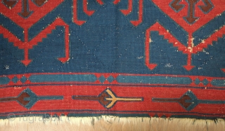 Avar Kilim, 19th Century.  Paper-thin weave.  Nicely spaced elements in the unusual border.  The size is uncommon as well.  It has some wear in spots but overall in  ...