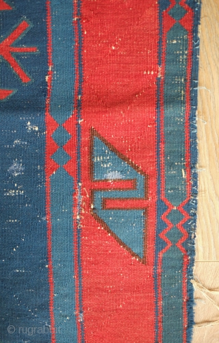 Avar Kilim, 19th Century.  Paper-thin weave.  Nicely spaced elements in the unusual border.  The size is uncommon as well.  It has some wear in spots but overall in  ...