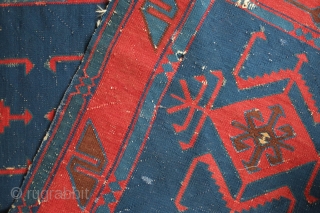 Avar Kilim, 19th Century.  Paper-thin weave.  Nicely spaced elements in the unusual border.  The size is uncommon as well.  It has some wear in spots but overall in  ...