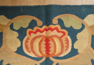 Bessarabian Kilim, 1870s. Very dry and fine.  Elegant design.  Wonderful ton-sur-ton shading.  A sumptuous kilim.  197 x 291 cm          