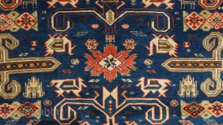 Perepedil rug, 19th century.  Excellent, fine weave.  Kufic border. A pistachio green appearing throughout the rug.  135 x 165 cm          