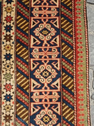 Perepedil rug, 19th century.  Excellent, fine weave.  Kufic border. A pistachio green appearing throughout the rug.  135 x 165 cm          