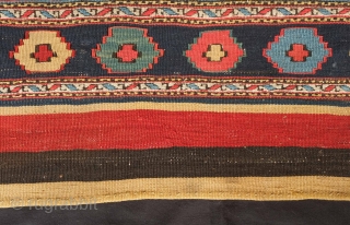 Shahsavan kilim mafrash long panel, 19th century.  Large guls, good colors and great condition. 110 x 60 cm              