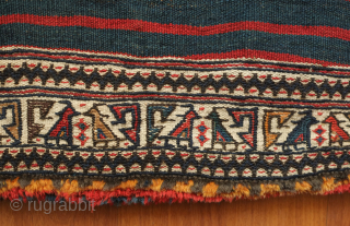 A Lori-Bakhtiyari small saddle bag, 19th century.  This bag is in an unusual side and diplays bird figures in an arrangement slightly resembling kufic borders seen on Seljuk and other old  ...