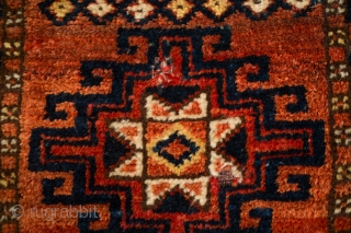 Karakalpak Turkmen Napramatsch, late 19th or early 20th century.  Great design.  It has a small area of moth damage and a stitched tear next to it.  It has great  ...