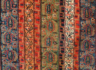 Sivas area shawl, 19th Century.  This wonderfully fine shawl was probably woven by Armenians in a workshop in or around Sivas in central Turkey.  The articulation of the botehs and  ...