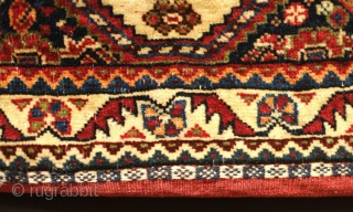 Kashkuli, Qashqa'i Khorjin, Mid-19th century.  Excellent, fine weave.  Fantastic colors.  A couple areas of damage nicely patched up to complete the piece (see third and second to last image).  ...