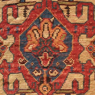 Kashkuli, Qashqa'i Khorjin, Mid-19th century.  Excellent, fine weave.  Fantastic colors.  A couple areas of damage nicely patched up to complete the piece (see third and second to last image).  ...