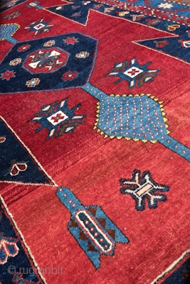 Kazak, Early 1900s.  Wonderful colors and some abrash on the bottom end.  Good pile. A beautiful decorative rug.  144 x 231 cm.        