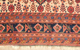 Qashqa'i rug, 19th century.  Floppy feel, good colors and soft wool. In overall very good condition with a minor touch ups needed shown in the last four images.   137  ...