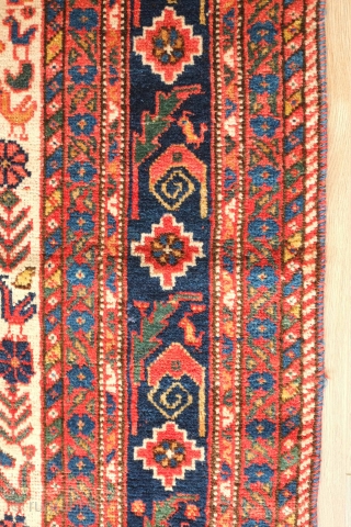 Qashqa'i rug, 19th century.  Floppy feel, good colors and soft wool. In overall very good condition with a minor touch ups needed shown in the last four images.   137  ...