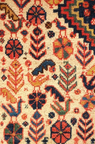 Qashqa'i rug, 19th century.  Floppy feel, good colors and soft wool. In overall very good condition with a minor touch ups needed shown in the last four images.   137  ...