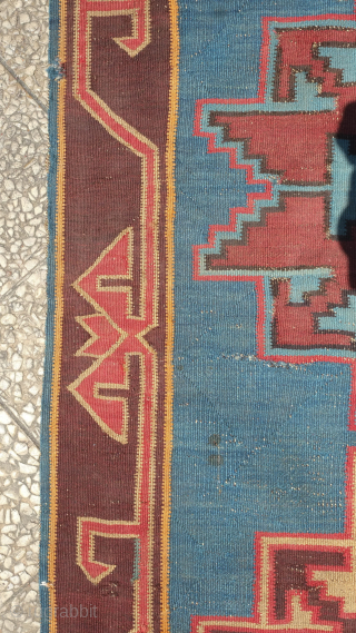 Avar kilim, 19th century.  Very fine weave and dry.  The inscription reads "Hu Biarat" or "Hu Baidat" and is in Persian script.  This doesn't appear to have a clear  ...