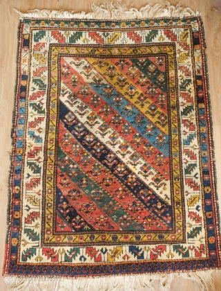 Genje rug, 3rd quarter of the 19th century.  Thick pile.  At least six colors. A couple of small holes and small spots here and there.  The rug is complete.  ...