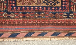 Timuri Baluch rug, 19th century. Camel wool ground and soft lamb's wool.  Kilim ends intact.  Small repair in the bottom ground and top left corner of the kilim end.   ...
