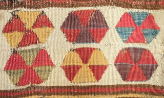 Central Anatolian Banded Kilim, Konya or Cappadocia. Late 18th Century to early 19th.  The colors are all there in their finest incarnations.  Seven colors including white and brown.  It  ...