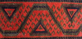 Baluch rug from the fourth quarter of the 19th century.  The wool is excellent quality and soft.  The design is in a repeat hooked octagon motif in rich reds and  ...