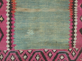 Bayburt Kilim, 19th century. Wonderful green field and in overall good condition.  Two small darned areas shown in the third and second to last images.  114 x 145 cm  
