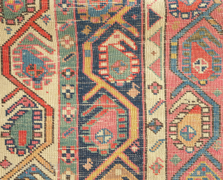 Talish boteh prayer rug with a Shahsavan character from the 19th century.  Wonderful colors and a little flock of beasts around the mihrab.  Low pile but all there.  75  ...