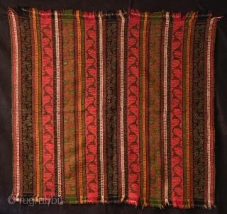 Sivas Zara or Gurun Wool Shawl. Late 19th Century.  All natural colors in a Kashmir-like design in scrolling vines.  Minor damage on a small section of the bottom fringe. Reasonably  ...