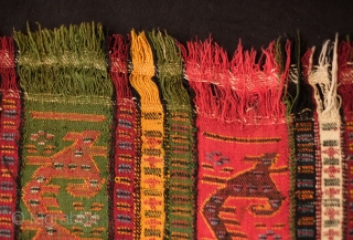 Sivas Zara or Gurun Wool Shawl. Late 19th Century.  All natural colors in a Kashmir-like design in scrolling vines.  Minor damage on a small section of the bottom fringe. Reasonably  ...