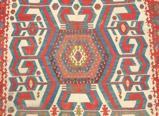 Obruk Kilim, 1st quarter of the 19th century.  This kilim was woven as a single piece.  It has a few old repairs here and there but is in otherwise good  ...