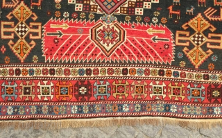 Shirvan rug, 19th century.  Excellent condition and colors.  Crisp drawing and fine weave.  An excellent example of the type.  130 x 174 cm      