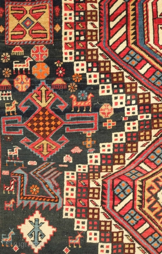 Shirvan rug, 19th century.  Excellent condition and colors.  Crisp drawing and fine weave.  An excellent example of the type.  130 x 174 cm      