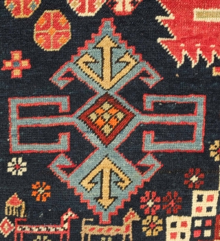 Shirvan rug, 19th century.  Excellent condition and colors.  Crisp drawing and fine weave.  An excellent example of the type.  130 x 174 cm      