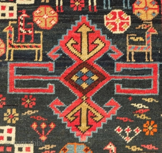Shirvan rug, 19th century.  Excellent condition and colors.  Crisp drawing and fine weave.  An excellent example of the type.  130 x 174 cm      