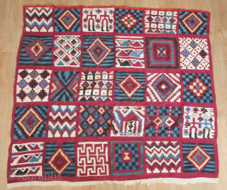 Tunisian Gafsa Berber kilim/blanket, early 20th century. Excellent colors which appear to be all natural.  Wonderful camel and human figures as well as evocative geometric forms.  The weaving is very  ...