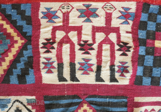 Tunisian Gafsa Berber kilim/blanket, early 20th century. Excellent colors which appear to be all natural.  Wonderful camel and human figures as well as evocative geometric forms.  The weaving is very  ...