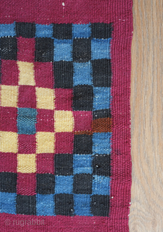 Tunisian Gafsa Berber kilim/blanket, early 20th century. Excellent colors which appear to be all natural.  Wonderful camel and human figures as well as evocative geometric forms.  The weaving is very  ...