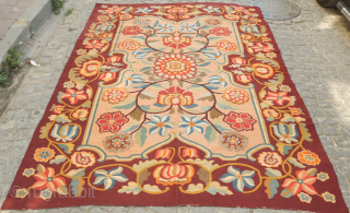 Bessarabian kilim, 1870-80s or so.  Excellent color combination in earthy tones.  It has a couple of very small holes.  An exquisite example of the type.  197 x 296  ...