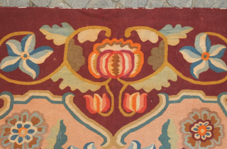 Bessarabian kilim, 1870-80s or so.  Excellent color combination in earthy tones.  It has a couple of very small holes.  An exquisite example of the type.  197 x 296  ...