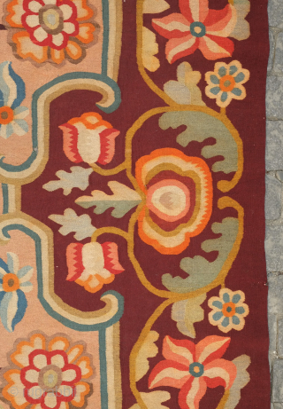 Bessarabian kilim, 1870-80s or so.  Excellent color combination in earthy tones.  It has a couple of very small holes.  An exquisite example of the type.  197 x 296  ...